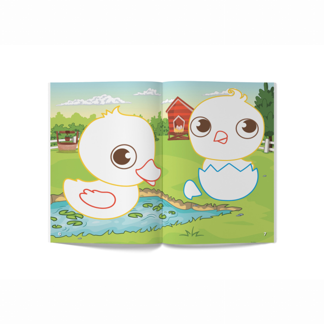 Товары для рисования - Раскраска Crystal Book Ферма с цветным контуром и наклейками (9789669873491)#3