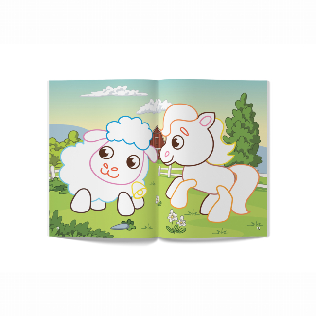 Товары для рисования - Раскраска Crystal Book Ферма с цветным контуром и наклейками (9789669873491)#4