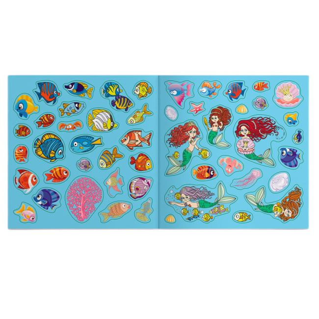 Розмальовки та актівітібуки (2-6 років) - Книжка «Розмальовки аплікації завдання. Русалки. Морські принцеси. 40 наліпок» (9789669877765)#5