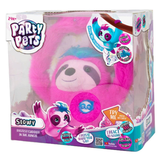 М'які тварини - Інтерактивна іграшка Party pets Рожевий лінивець (PPSL002)#4