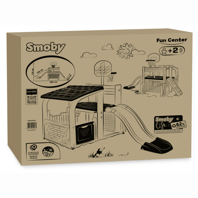 Игровые комплексы, качели, горки - Игровой центр Smoby Life Развлечения с баскетбольной корзиной, футбольными воротами и горкой (7600840206) #2