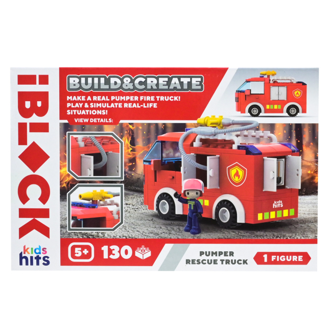 Конструктори з унікальними деталями - Конструктор IBLOCK Junior Kids hits Build & create Pumper rescue truck (KH43/001/3)#3
