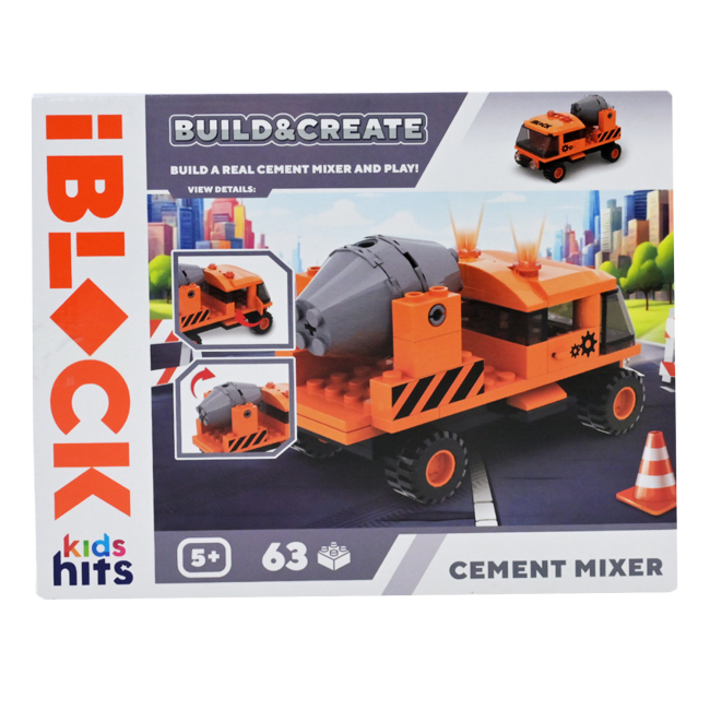 Конструктори з унікальними деталями - Конструктор IBLOCK Junior Kids hits Build & create Бетономішалка (KH53/001/1/2/3/4/1)#3