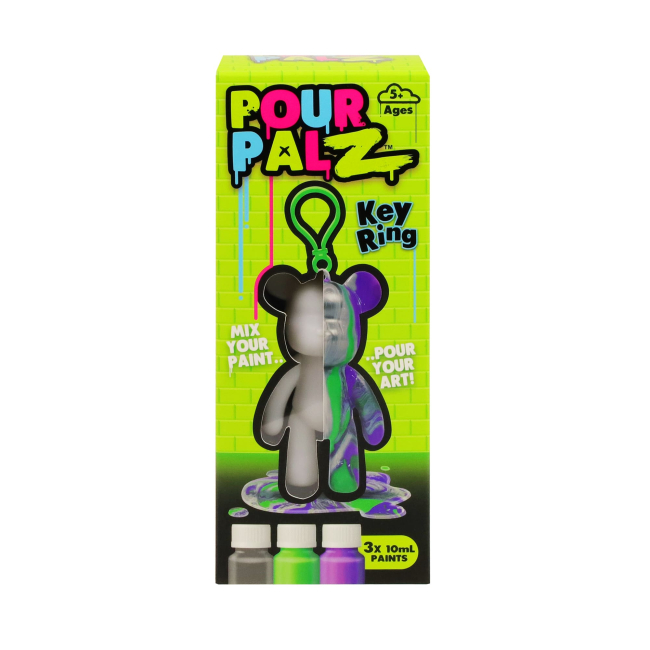 Набори для творчості - Набір для творчості Pour Palz Флюїд Арт Брелок Ведмедик зелений (GS-G08162/2)#3