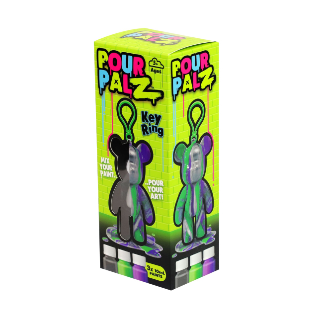 Набори для творчості - Набір для творчості Pour Palz Флюїд Арт Брелок Ведмедик зелений (GS-G08162/2)#5