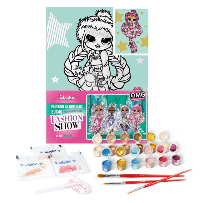 Товары для рисования - Картина по номерам Ідейка Lol Surprise OMG Fashion show La Rose со стразами 30х40 см (KHO6271)#2