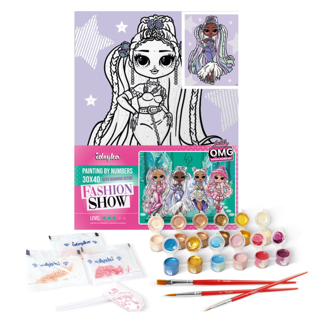 Товары для рисования - Картина по номерам Ідейка Lol Surprise OMG Fashion show Lady Braids со стразами 30х40 см (KHO6272)#2