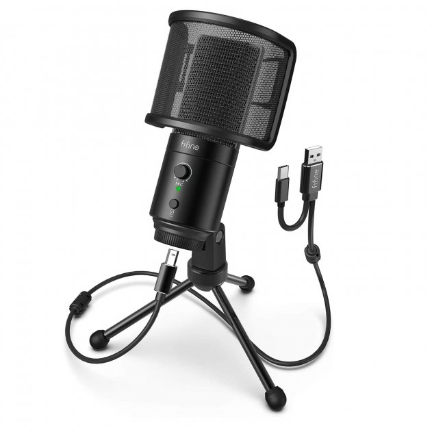 Мікрофони - Мікрофон Fifine Type-C чорний конденсаторний (K683A)#2