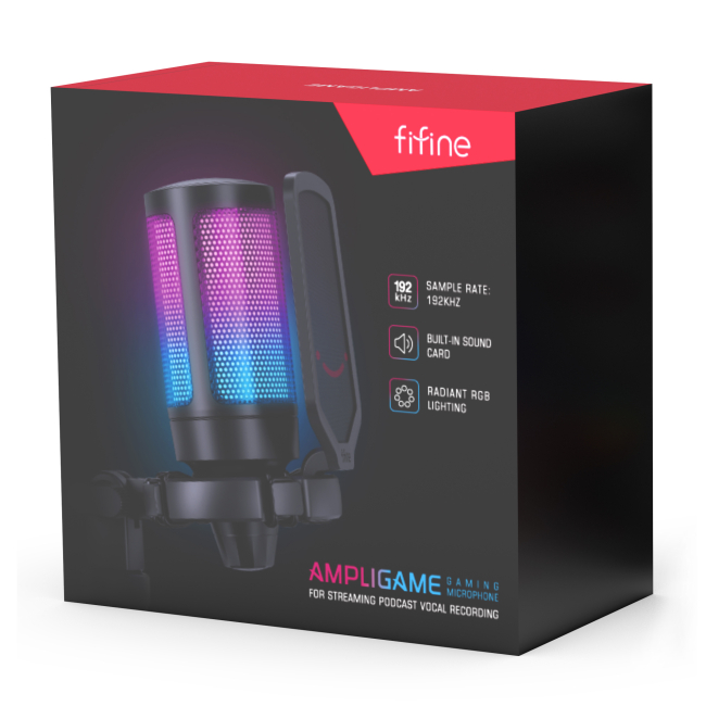 Мікрофони - Мікрофон конденсаторний Fifine AmpliGame USB Type-C RGB (A6V)#3