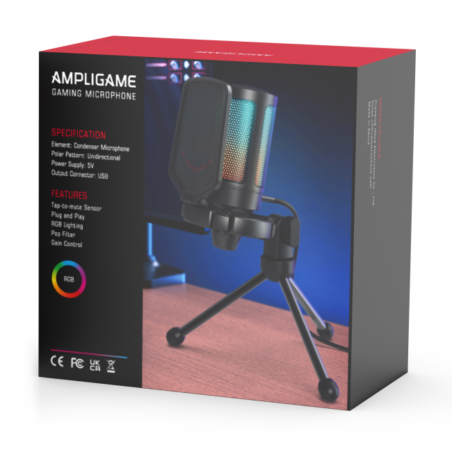 Мікрофони - Мікрофон конденсаторний Fifine AmpliGame USB Type-C RGB (A6V)#4