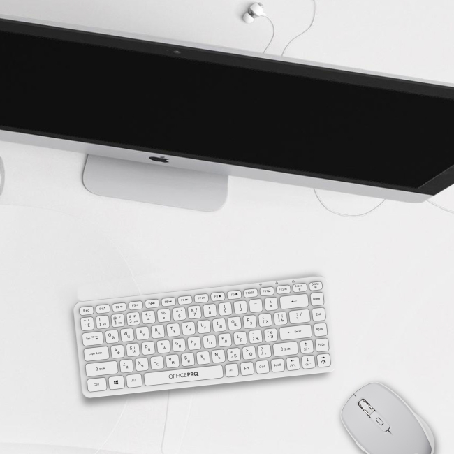 Клавіатура і миші - Клавіатура OfficePro бездротова з підсвічуванням біла (SK790W)#5