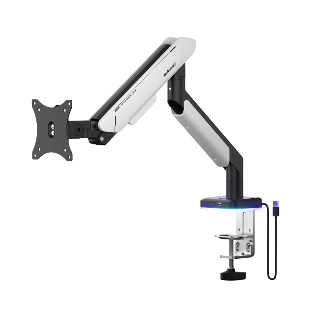 Мебель для геймеров - Крепление для монитора Anda seat Stealth PRO II 17''-42'' RGB White (AD-W-A9X-1S-BW)#2