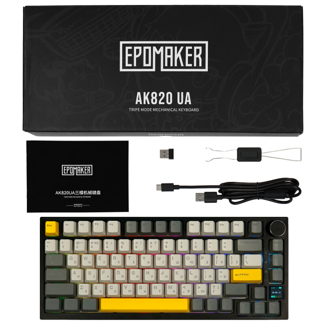 Клавіатура і миші - Клавіатура Epomaker Pro 75% Gift Switch Hot-Swap LCD Screen RGB Black UA (AK820-PRO-B-G)#6