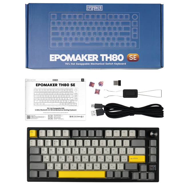 Клавіатура і миші - Клавіатура Epomaker TH80 SE 75% Flamingo Switch Hot-Swap RGB Black UA (TH80-SE-B-F)#5