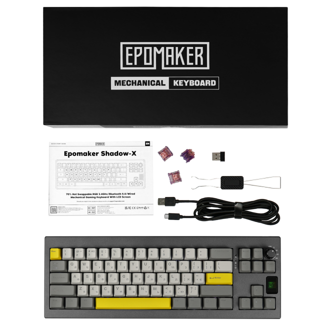 Клавіатура і миші - Клавіатура Epomaker Shadow-X 70% Flamingo Switch Hot-Swap LCD Screen RGB Black UA (SHX-B-F)#6