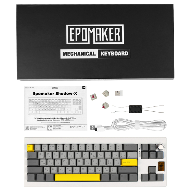 Клавіатура і миші - Клавіатура Epomaker Shadow-X 70% Mulan Switch Hot-Swap LCD Screen RGB White UA (SHX-W-M)#6