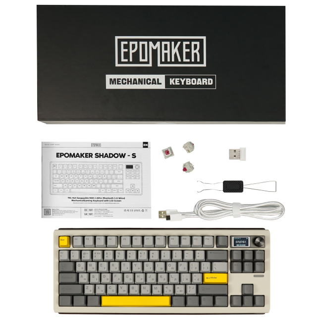 Клавіатура і миші - Клавіатура Epomaker Shadow-S TKL Mulan Switch Hot-Swap LCD Screen RGB White UA (SHS-W-M)#6