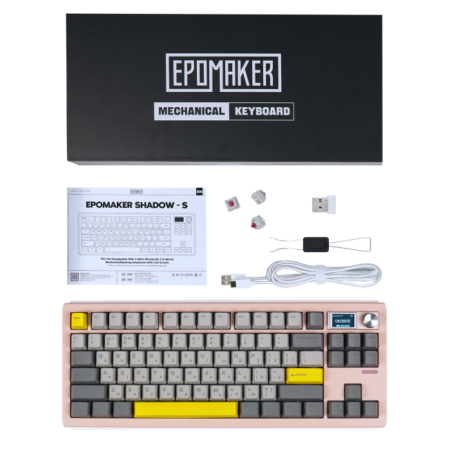 Клавіатура і миші - Клавіатура Epomaker Shadow-S TKL Wisteria Linear Switch Hot-Swap LCD Screen RGB Pink UA (SHS-P-WL)#6