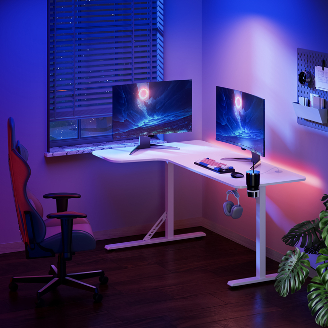 Меблі для геймерів - Комп'ютерний стіл GamePro white (GDC216W)#6