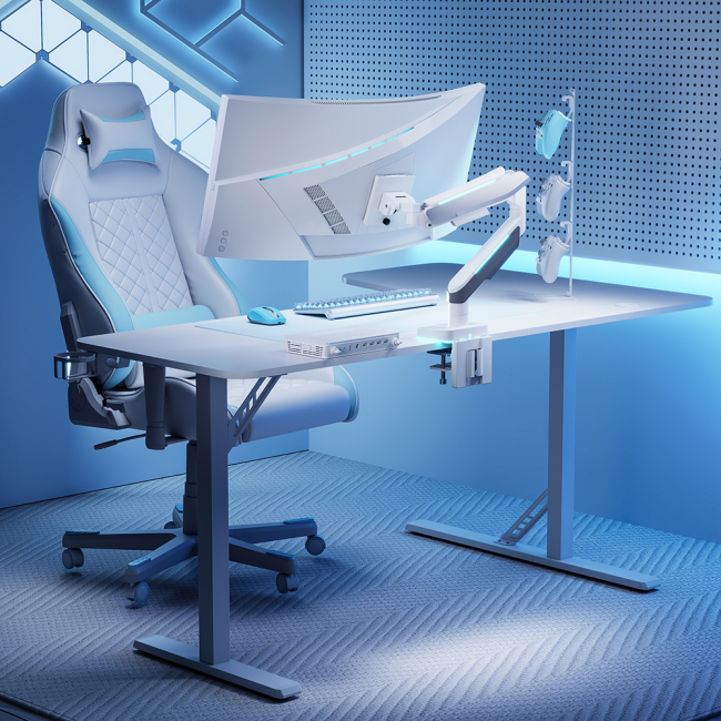 Меблі для геймерів - Комп'ютерний стіл GamePro white (GDC216W)#7