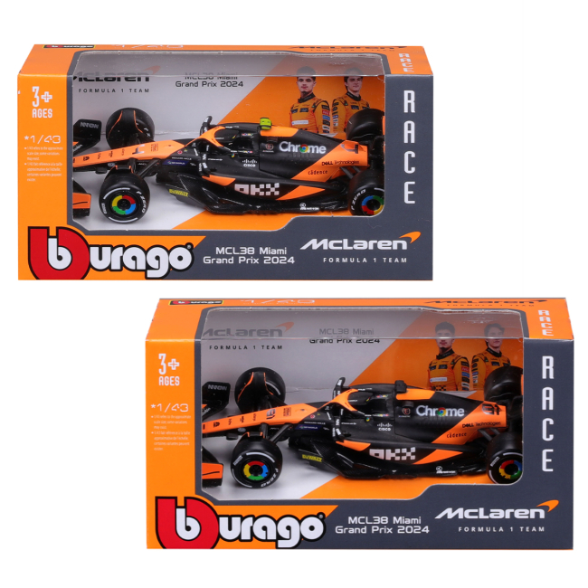 Автомоделі - Автомодель Bburago Race McLaren F1 MCL38 2024 в асортименті (18-38214)#2
