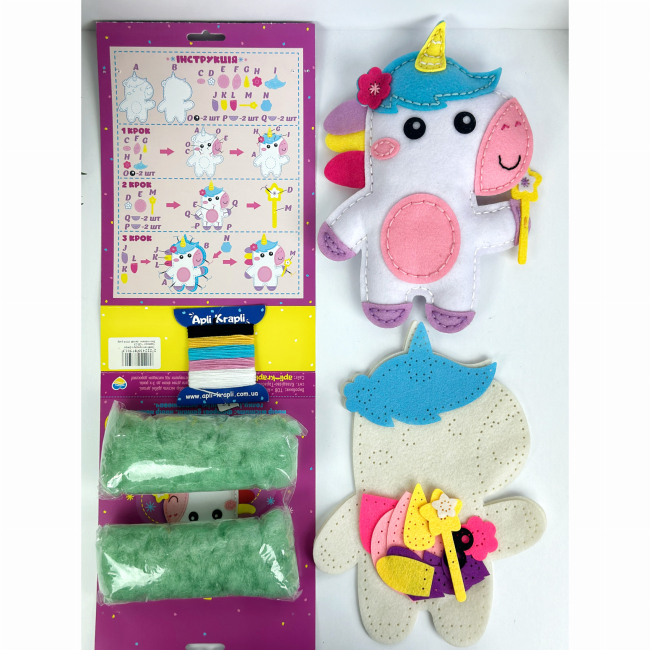 Наборы для творчества - Набор для творчества Apli Krapli Сшей сам игрушку из фетра Единорог (4820198701321)#2