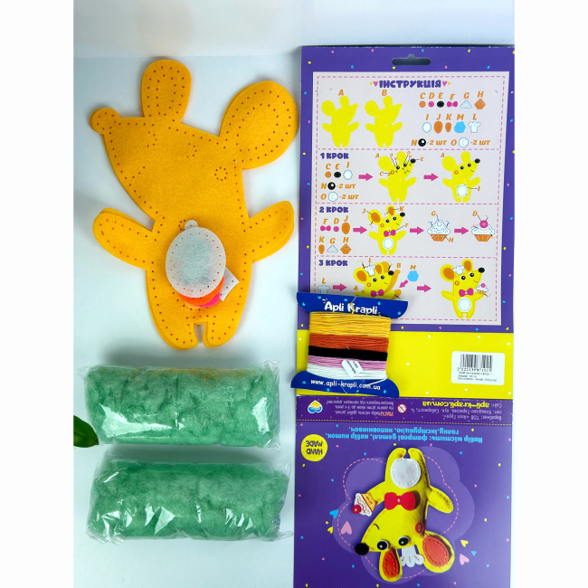 Набори для творчості - Набір для творчості Apli Krapli Зший сам іграшку з фетру Мишка (4820198701338)#2