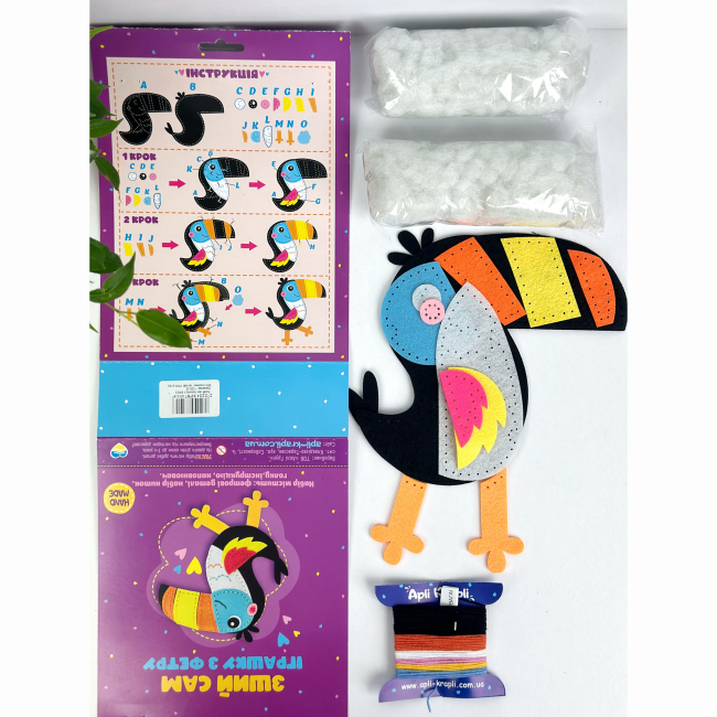 Наборы для творчества - Набор для творчества Apli Krapli Сшей сам игрушку из фетра Туканчик (4820198701352)#2