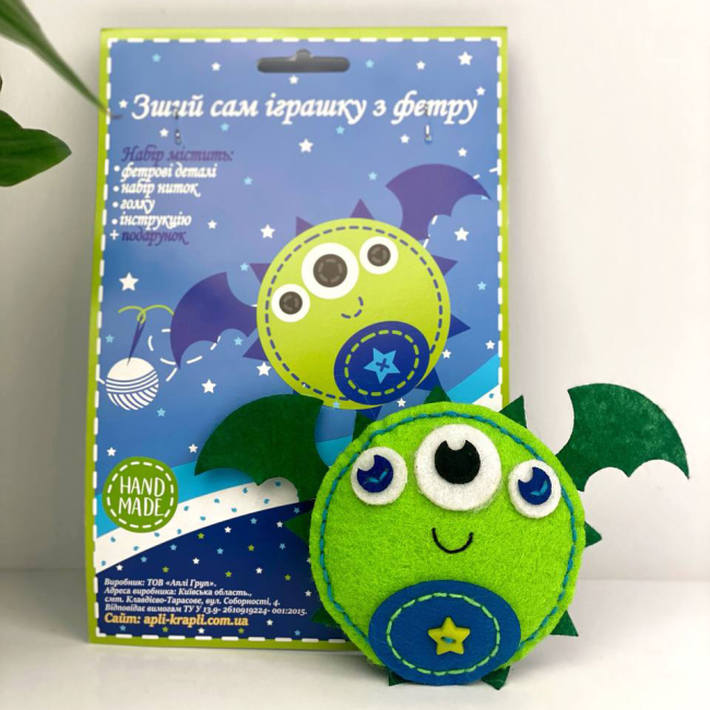 Набори для творчості - Набір для творчості Apli Krapli Зший сам іграшку з фетру Монстрик (4820198701048)#2