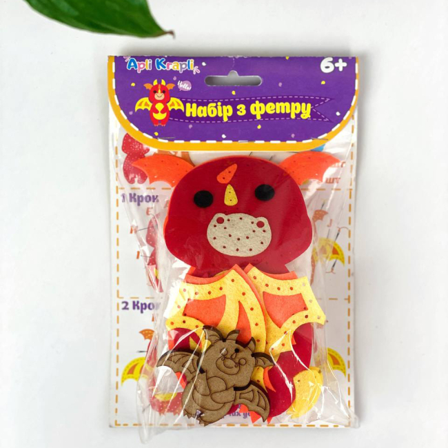 Набори для творчості - Набір для творчості Apli Krapli Зший сам іграшку з фетру Дракоша (2252536958012)#2