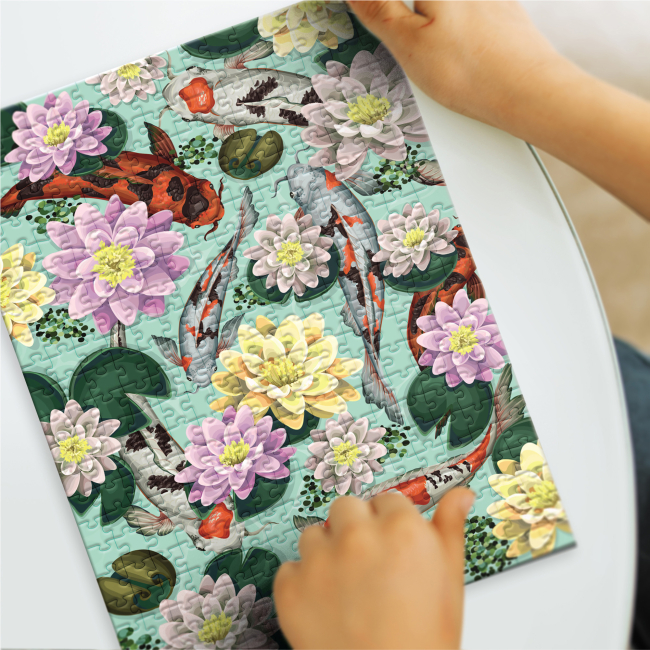 Пазли - Пазл DoDo Botany Hard-S Квіти лотоса та рибки коропи коі 350 елементів (300612)#3