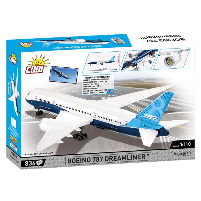 Конструктори з унікальними деталями - Конструктор Cobi Боінг 787 Дрімлайнер 836 деталі (COBI-26603)#4
