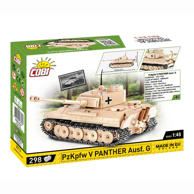 Конструктори з унікальними деталями - Конструктор Cobi Друга Світова Війна Танк Panzer V Пантера 298 деталей (COBI-2713)#3