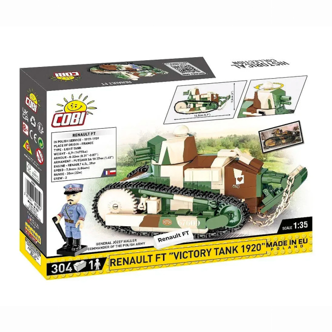Конструктори з унікальними деталями - Конструктор Cobi Перша Світова Війна Танк Рено FT-17 Перемога 304 деталей (COBI-2992)#4