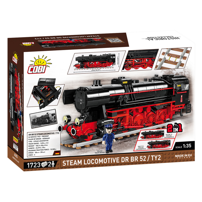 Конструкторы с уникальными деталями - Конструктор Cobi Локомотив DR BR Class 52 1723 детали (COBI-6283)#4