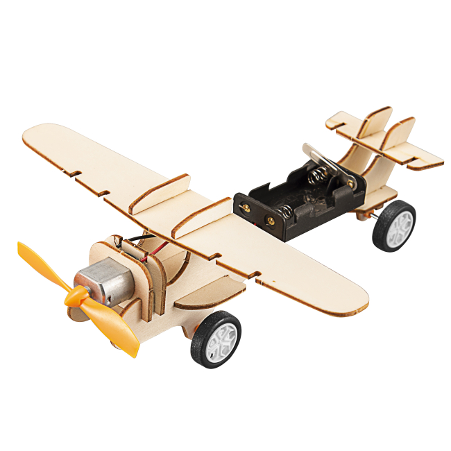 3D-пазли - 3D пазл StemX Дерев'яний літак на батарейках (73704)#2