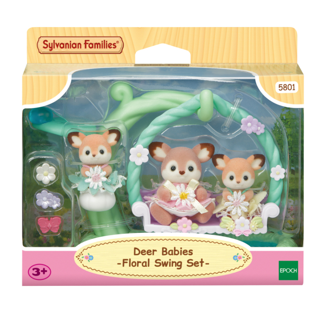 Фігурки тварин - Ігровий набір Sylvanian Families Малюки Оленята з квітковими гойдалками (5801)#4