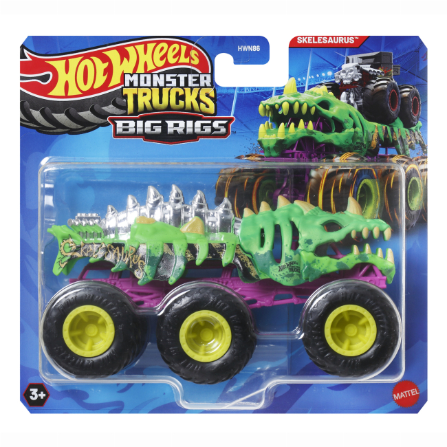 Автомодели - Автомодель Hot Wheels Monster Trucks Супер-тягач Skelesaurus (HWN86/9)#4