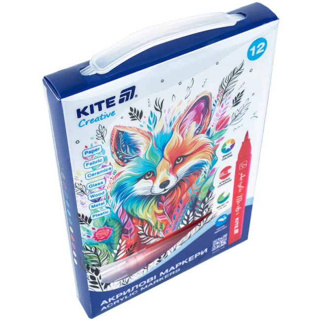 Канцтовары - Набор маркеров-кистей Kite Creative акриловых 12 цветов (K-1159)#2