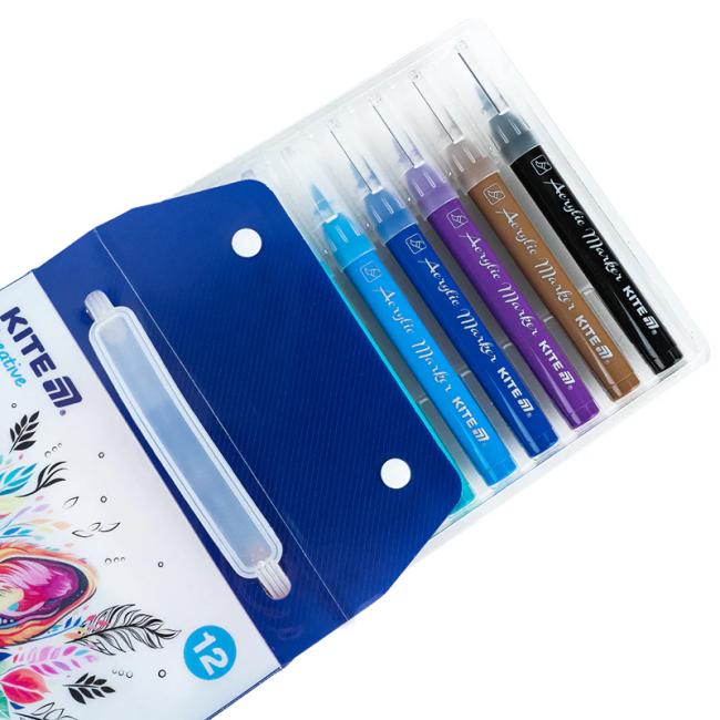 Канцтовары - Набор маркеров-кистей Kite Creative акриловых 12 цветов (K-1159)#3