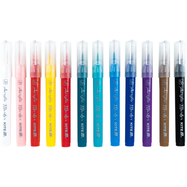 Канцтовары - Набор маркеров-кистей Kite Creative акриловых 12 цветов (K-1159)#4