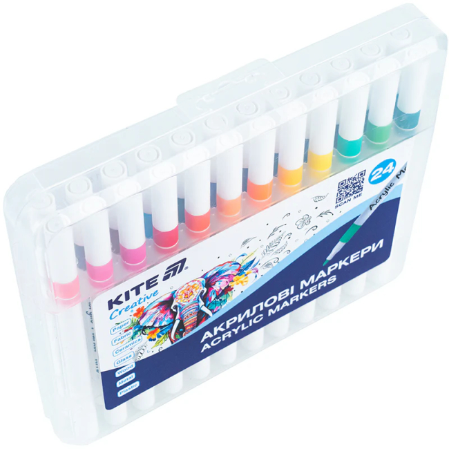 Канцтовары - Набор маркеров Kite Creative акриловых 24 цвета (K-1157)#2