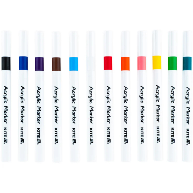 Канцтовары - Набор маркеров Kite Creative акриловых 12 цветов (K-1156)#4