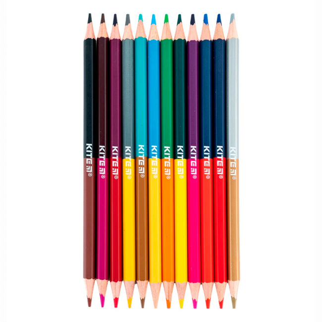 Канцтовары - Карандаши цветные Kite Classic двухсторонние 12 цветов (K-054)#2
