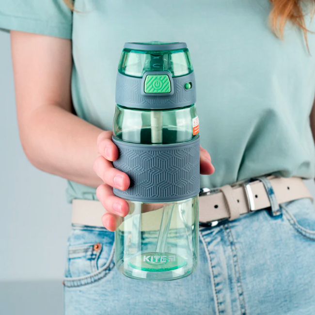 Чашки, склянки - Пляшка для води Kite Зелено-сіра 600 мл (K24-1201-2)#5