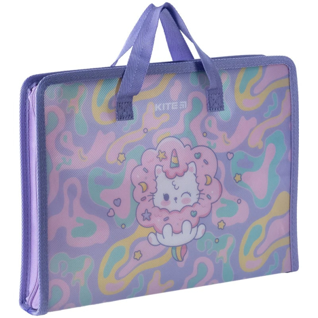 Канцтовары - Папка-портфель Kite Rainbow catcorn на молнии A4 (K24-202-1)#2
