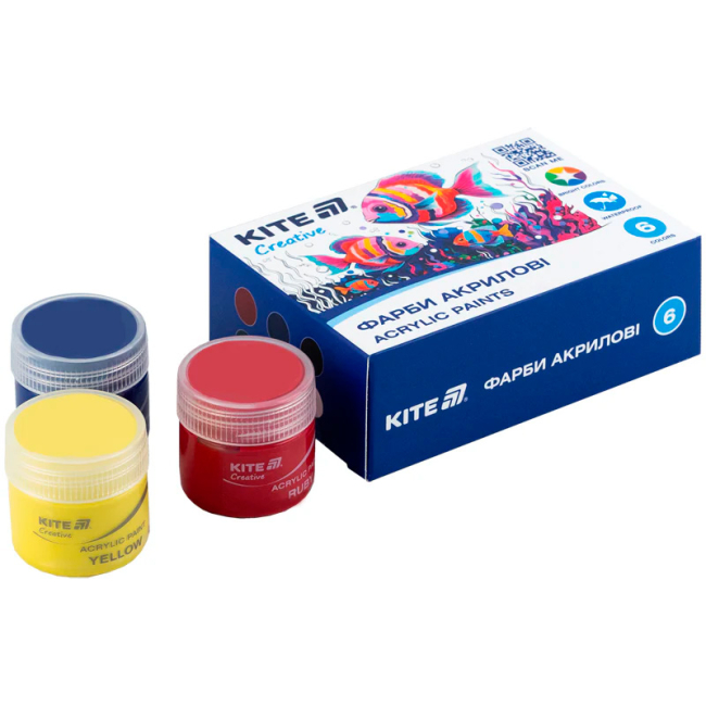 Канцтовары - Краски акриловые Kite Creative 6 цветов (K-271)#2