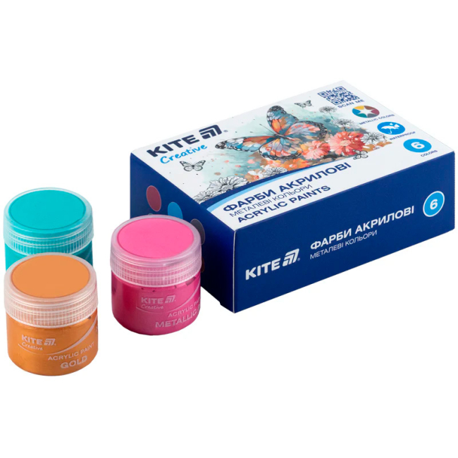 Канцтовары - Краски акриловые Kite Creative 6 цветов (K-273)#2