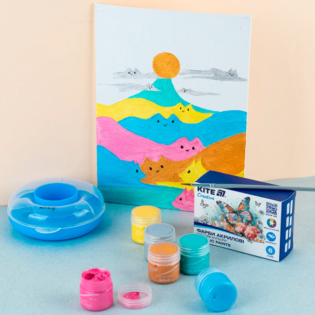 Канцтовары - Краски акриловые Kite Creative 6 цветов (K-273)#5
