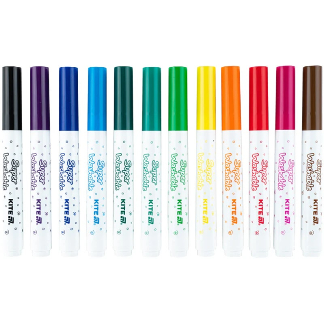 Канцтовари - Набір фломастерів Kite Creative superwashable Jumbo 12 кольорів (K-1155)#2